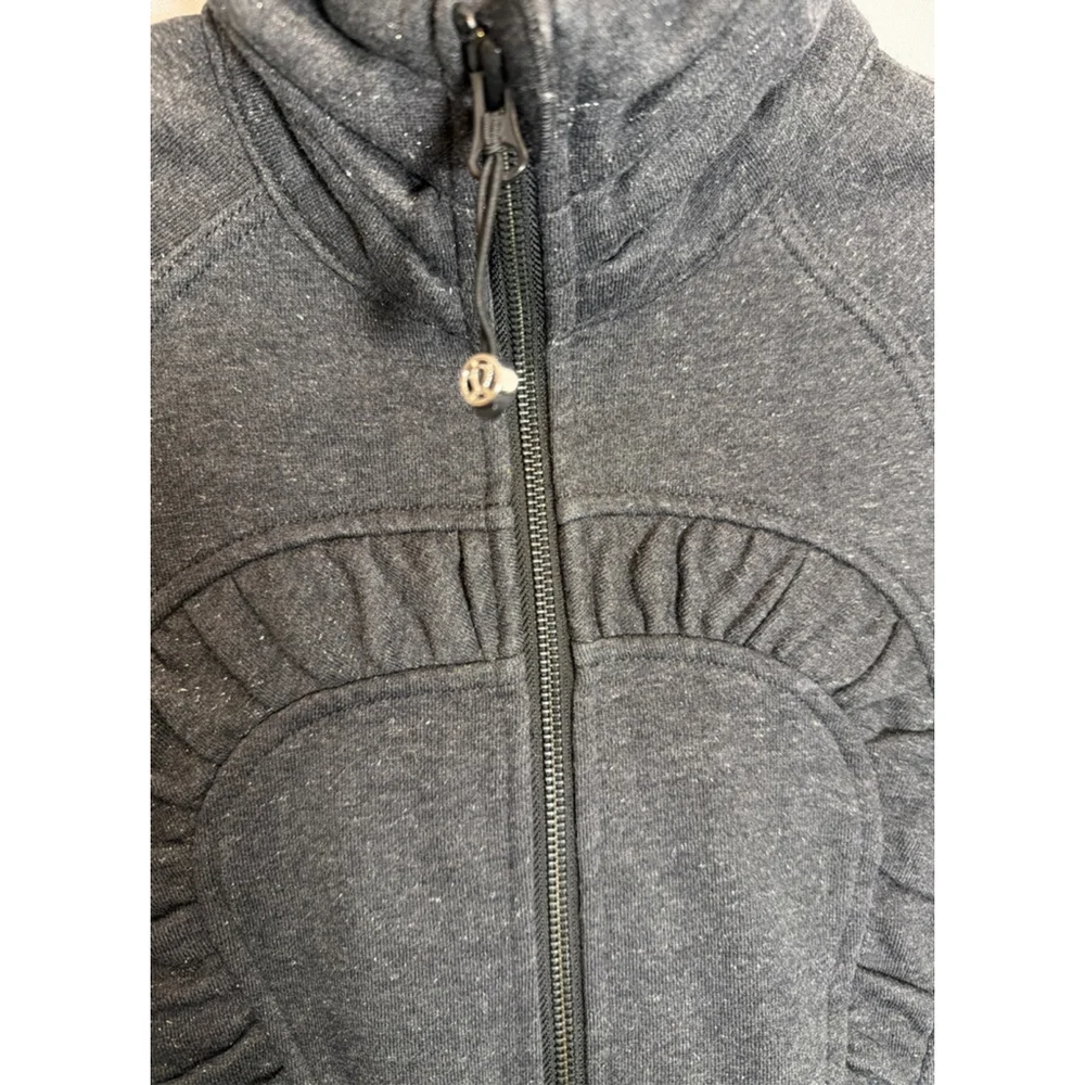 Lululemon Full Zip Scuba Fleece Yoga Athletic Jacket Funnel Neck Gray Sparkle XS - Picture 2 of 7